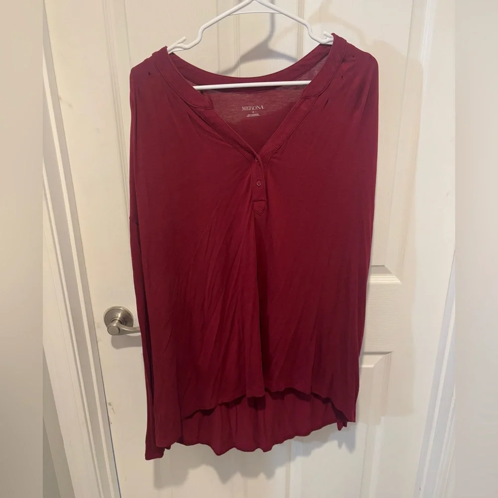 MERONA Burgundy Women's Tunic Top - Picture 3 of 7